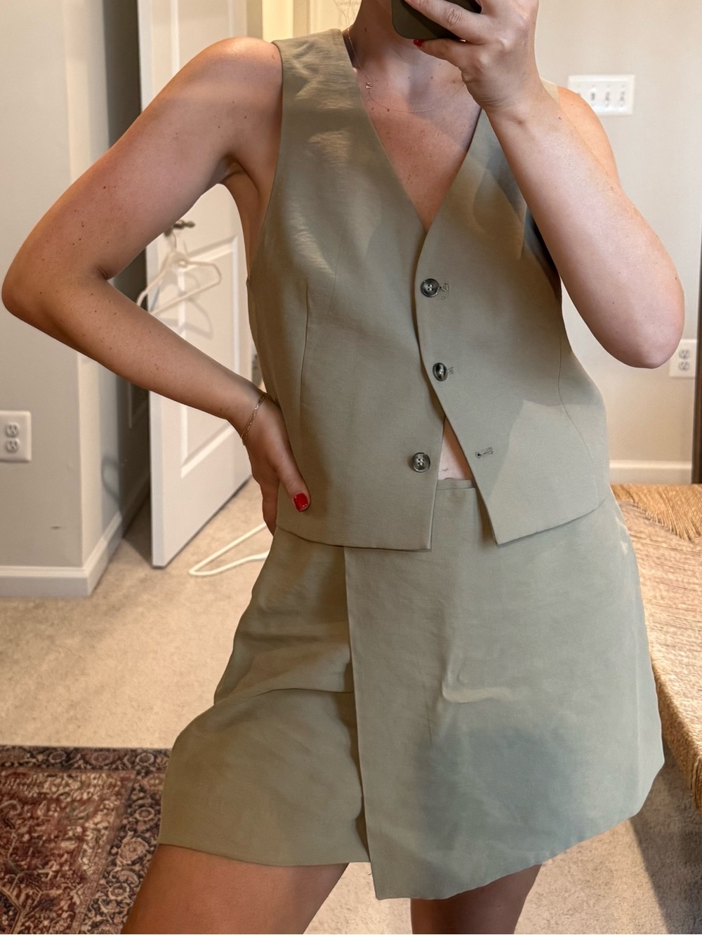 H&M Olive Two-Piece Vest & Skort Set